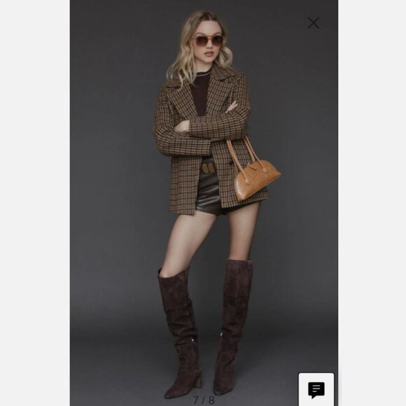 NWT Avec Les Filles Relaxed Plaid Raglan Double Breasted Short Coat Size S - Picture 3 of 11